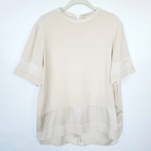 M. Martin Top Womens Size Small Cream Ivory Oversized Short Sleeve Blouse USA